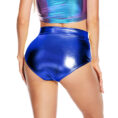 blue shiny shorts