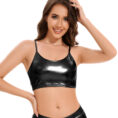 主图 black metallic crop top