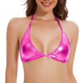 主图 hot pink metallic bikini top
