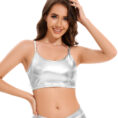 主图 silver metallic bralette crop top